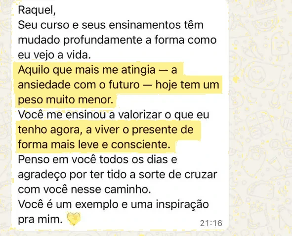 Depoimento de aluna do Efeito Supera por WhatsApp
