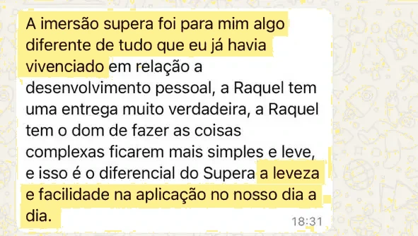 Depoimento de aluna do Efeito Supera por WhatsApp